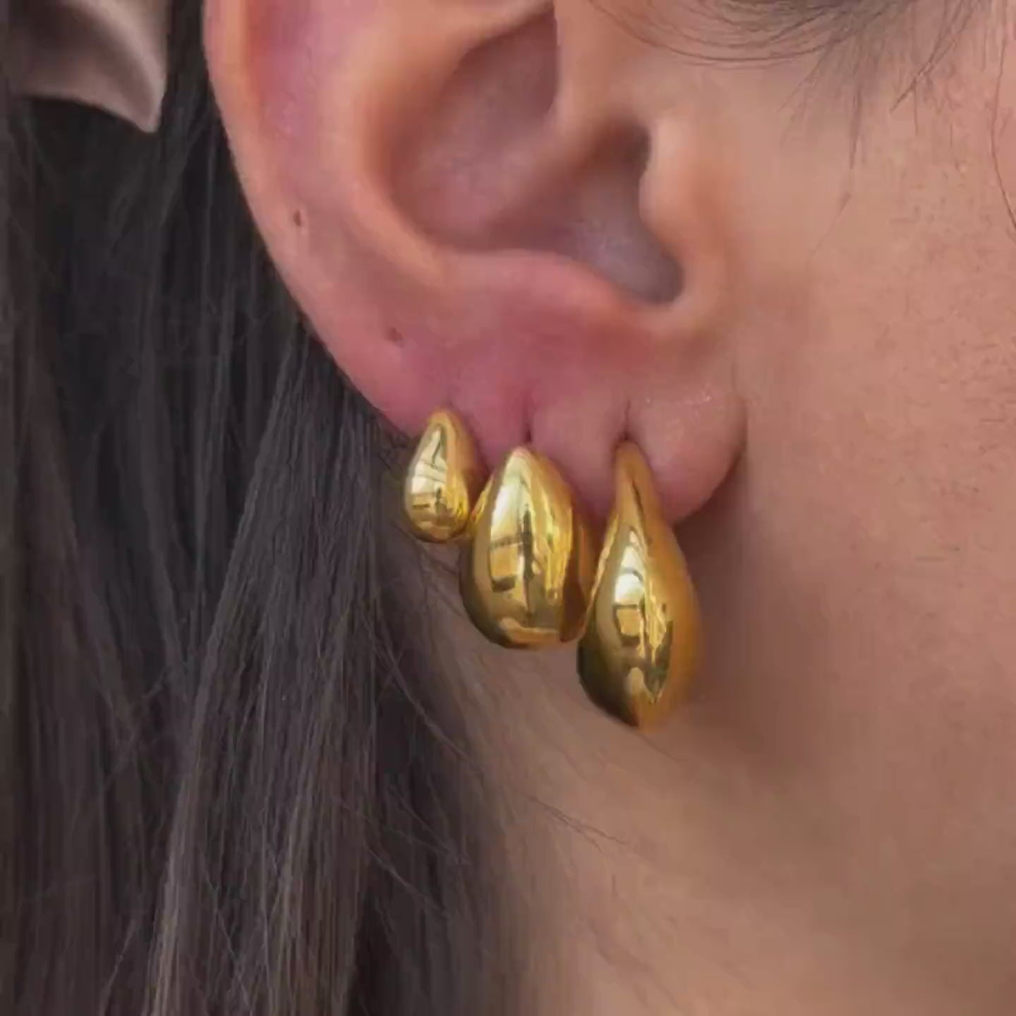 Medium Dome Hoop Earrings Stainless Steel